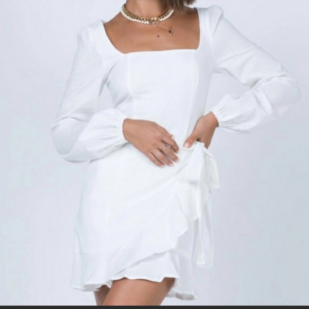 Princess Polly The Villa Mini White Wrap Dress 8